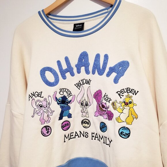 NEW Disney Lilo & Stitch Ohana Means Family Crewneck Sweatshirt Size 3X $60 Blue - Picture 3 of 9